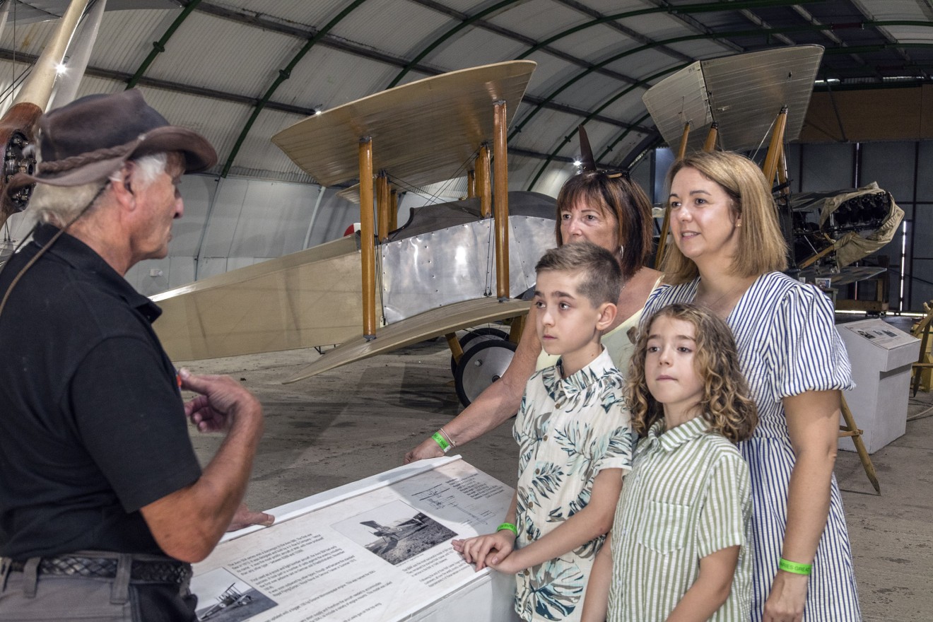 Vistors to Stow Maries Great War Aerodrome enjoy a tour of the hangars credit David Davies SMGWA