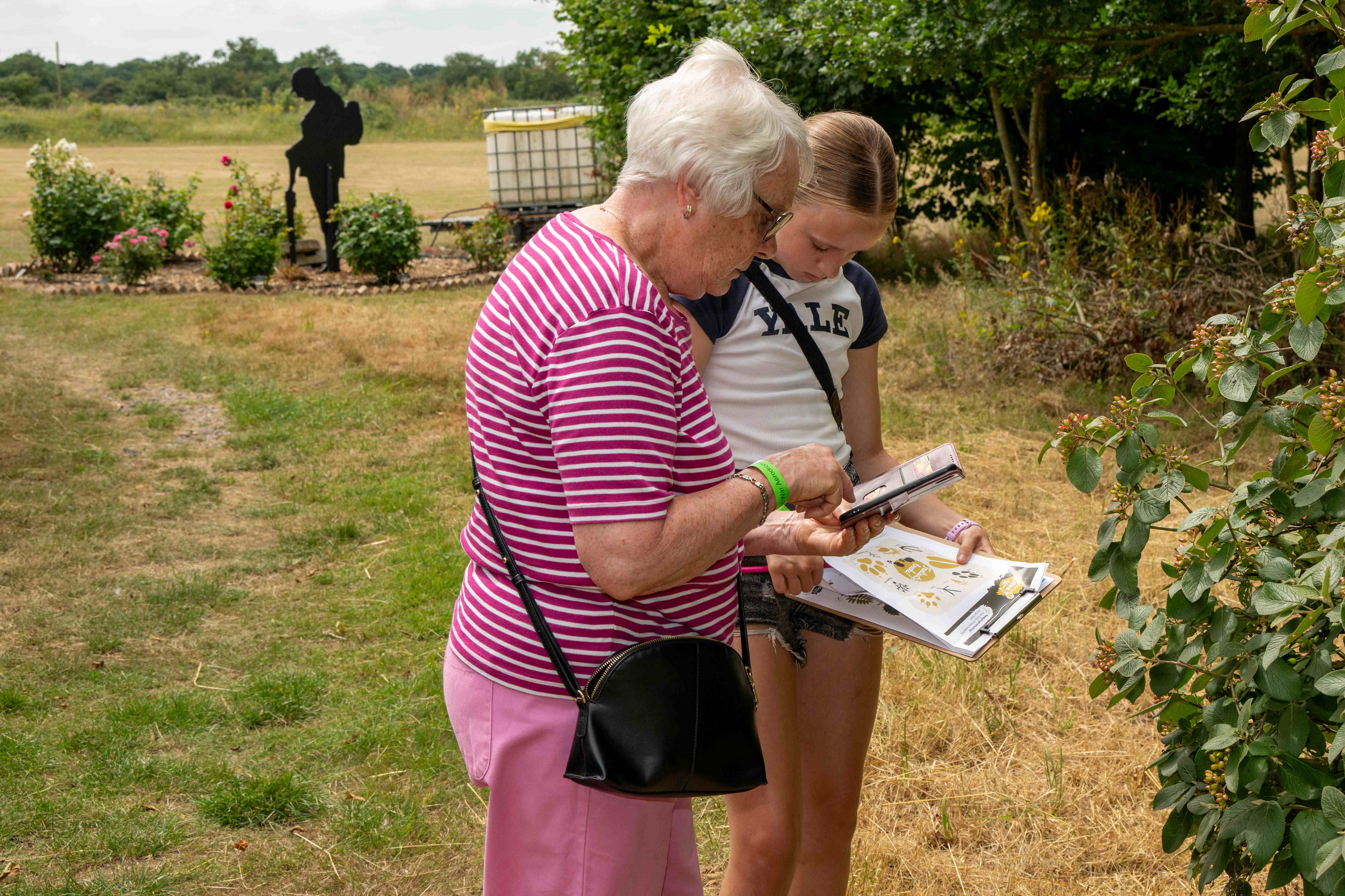 Catherine  Gable  (L)  and  Jessica  Jeffery  (R)  enjoy  the  Family  Nature  Day  at  Stow  Maries  Photo:  Martin  Johnson